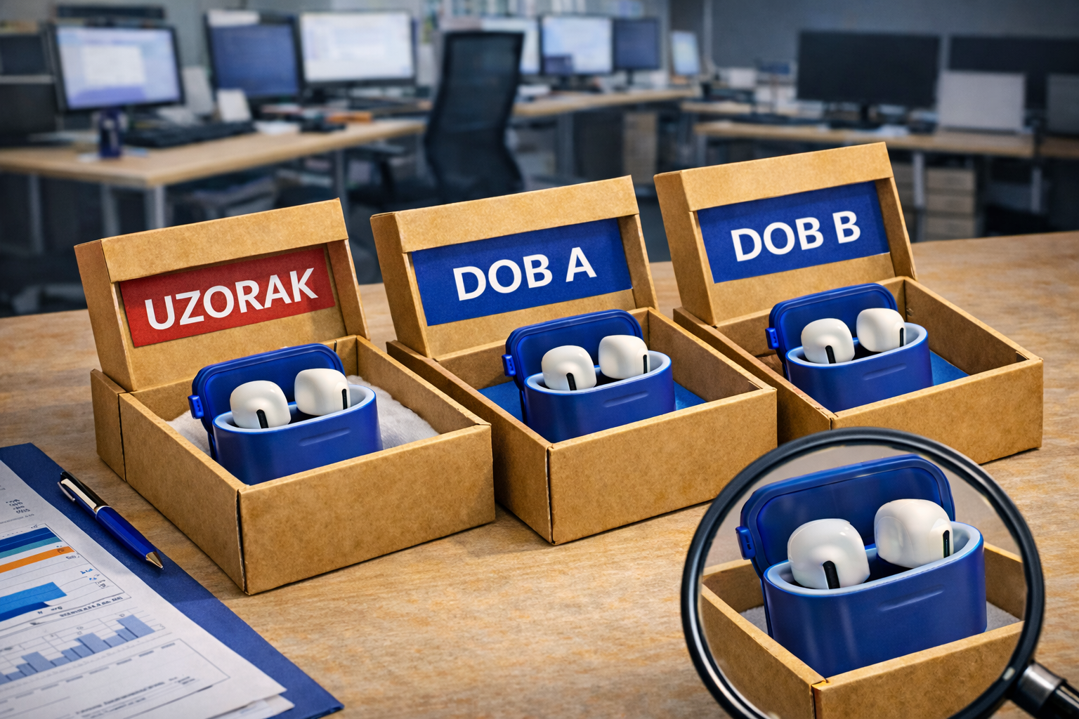 Testiranje uzoraka proizvoda pre porudžbine, poređenje više dobavljača radi kontrole kvaliteta i smanjenja rizika